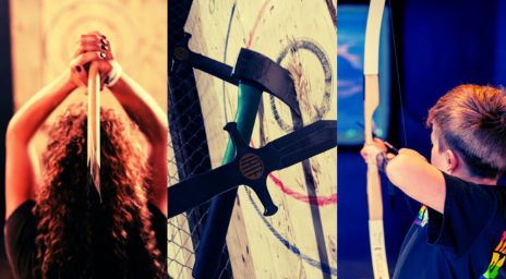 Image of BATL Ground’s archery, axe and knife throwing experiences.