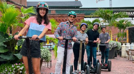 People riding segways in the distillery district